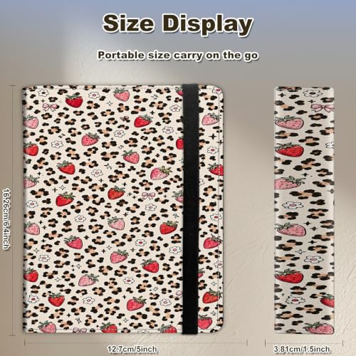 Image of Photo Album 4x6 120 Photos with Strong Elastic Band, Strawberry Leopard | Large Capacity Premium Leather Picture Album, Portable Wallet Albums Photo Book for Family Anniversaries Wedding Baby