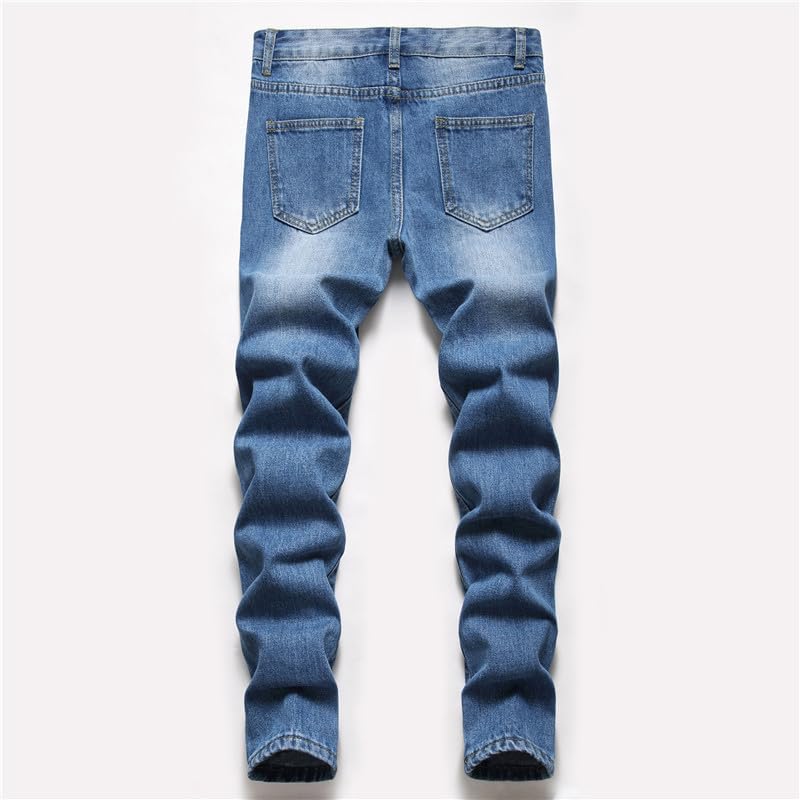 Boy's Stretch Comfy Ripped Jeans Skinny Stylish Distressed Washed Denim Jeans Pants - Image 3