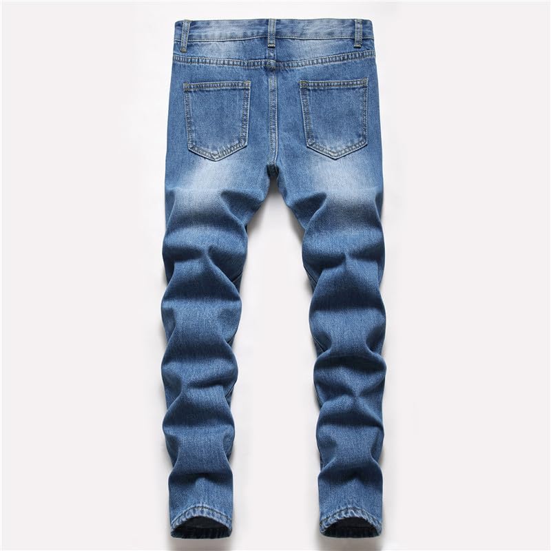 Boy's Stretch Comfy Ripped Jeans Skinny Stylish Distressed Washed Denim Jeans Pants2