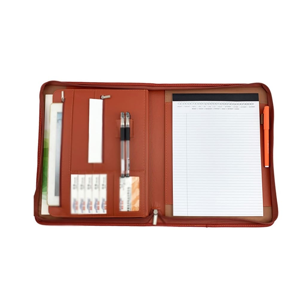 JFDBGU Cartella Aziendale Multifunzionale in Pelle con Cerniera for Clip Manager A4, Forniture for Ufficio