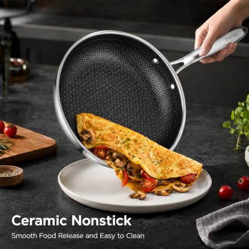 Image of imarku 8 Inch Non Stick Frying Pans, Healthy Hybrid Ceramic Frying Pans