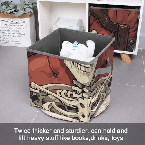 Boîte de rangement imprimée squelette pliable et ultra pratique