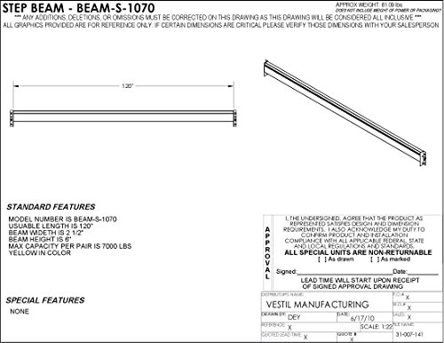 Vestil BEAM-S-1070 Steel Pallet Racking Step Beam 10 Ft. 7000 Lb. Capacity Orange