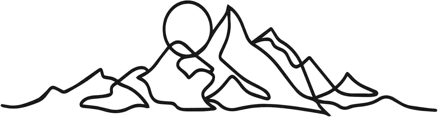 Mountain Line Art Metal Wall Decor – Minimalist Mountain Silhouette Wall Hanging for Living Room Bedroom or Office – Modern Black Powder Coated Steel – Handmade Wall Sculpture (23,6x6,3 inches / 60x16 cm)