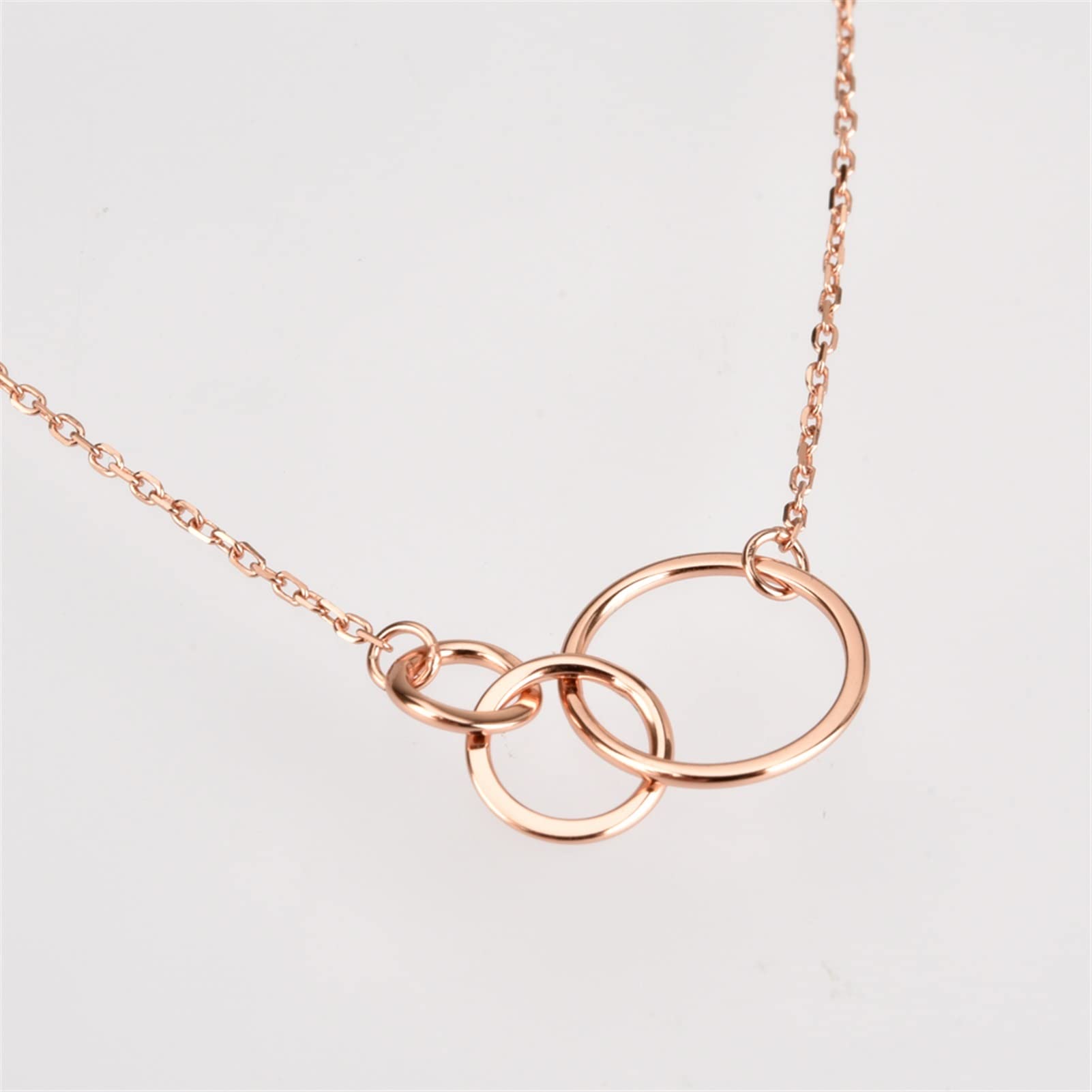 Naszyjnik 925 Srebrny Triple Circle Wisiant Naszyjnik Prosta moda naszyjnik Kobiet Biżuteria Women Wiselant (rozmiar: złoto) ()