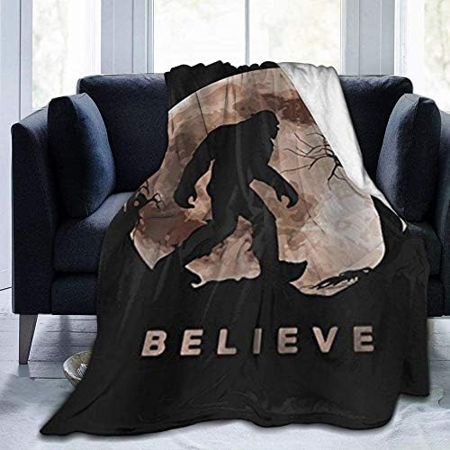 MJSTAR Fleece Blanket Bigfoot Sasquatch Full Moon Plush Throw Fuzzy Super Soft Reversible