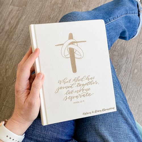 Joy Creative Hand Illustrated And Laser Engraved Esv Journaling Bible White, Wedding Guestbook Bible thumb #1