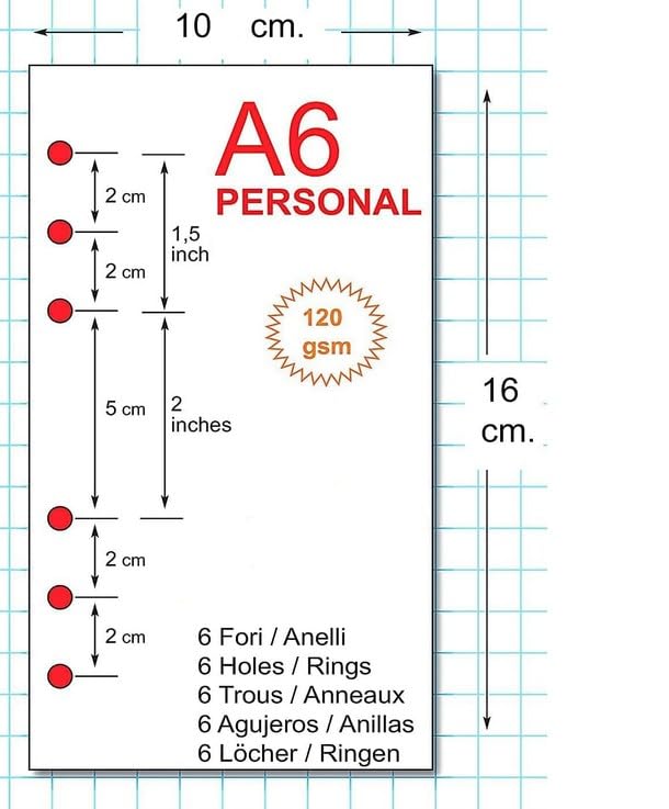 Set Ricarica Agenda A6 Con Anelli - Fogli Punteggiati, Divisori, Tasche Con Cerniera - Foto 4