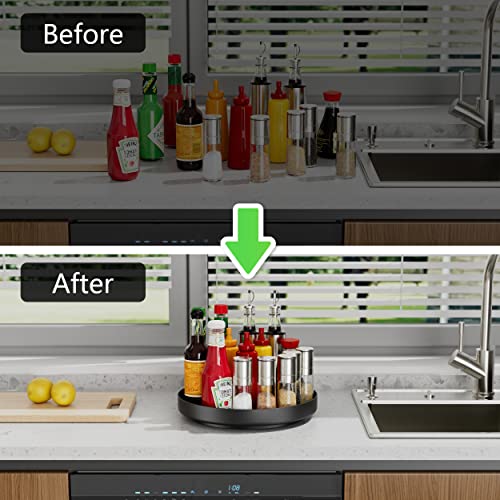 Ovicar Lazy Susan Turntable Organizer - 11 Inch Rotating Spice Rack Metal Lazy Susan For Cabinet Pantry Kitchen Countertop Bathroom Refrigerator Table Storage, Black #TOP3