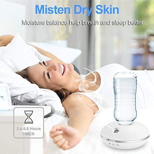 ZONKO Personal Mini Humidifier, USB/Battery Operated USB Humidifier Portable Travel Accessories Bottle Cap Humidifier for Car Office Desktop Bedroom-White (Bottle Adapter Included in Box)