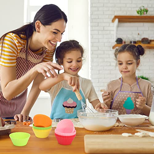 Hianjoo Silicone Cupcake Muffin Baking Cups Liners, 54Pcs Reusable Baking Cups Nonstick Easy Clean Pastry Muffin Molds Round For Cakes Breads Mousses Jellies Chocolates #TOP6
