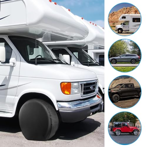 Image of RV Tire Covers,Trailer Wheel Covers,General fit tire Diameter 29-31 inch,RV, Truck, SUV, Tough tire Wheel Protection Trucks,Trailers, campervans Wheel Cover,4 Pack-Black A (Black-L4)
