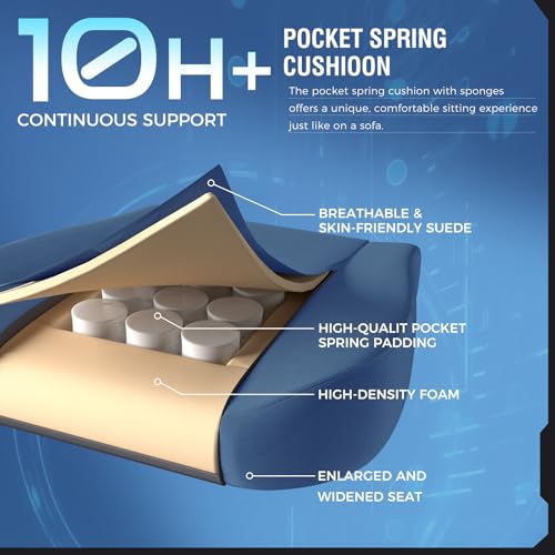Image of GTPLAYER Gaming Chair Fabric with Pocket Spring Cushion, Big and Tall Gamings Chairs 350LBS High Back Computer Chair with Footrest for Adults Lumbar Support Swivel Game Chair for Office Gaming Blue