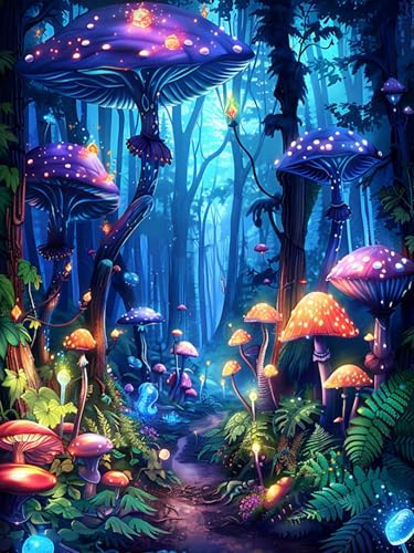 Arttoplus Enchanted Mushroom Diamond Art Kits for Adults- Mushroom Forest 5D Diamond Painting Kits for Adults Beginners,DIY Full Drill Diamonds Gem Art Kits for Gift and Home Decoration(12x16 inch)