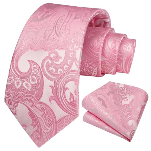 Image of HISDERN Ties for Men Paisley Floral Tie Handkerchief Classic Woven Business Formal Necktie and Pocket Square Set Wedding