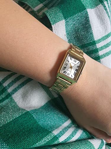 Casio Ltp-V007G-9B Women's Rectangular Gold Tone Stainless Steel Roman Gold Dial Dress Watch #TOP7