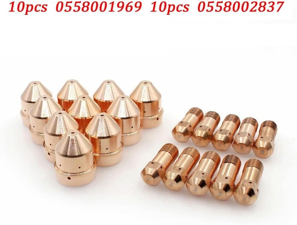 20Pcs Electrode 0558001969 & Nozzle 0558002837 For Powercut 875 Plasma Cutting Machine, For PT32 / PT32EH Plasma Cutting Torch, 1.4mm Nozzle, For Powercut 875 Torch Parts
