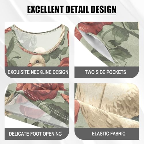 Pajama Sets Short Sleeve Ducks Among Roses Pattern Soft Cotton Summer Sleepwear 2 Piece PJS Size 5-14T3