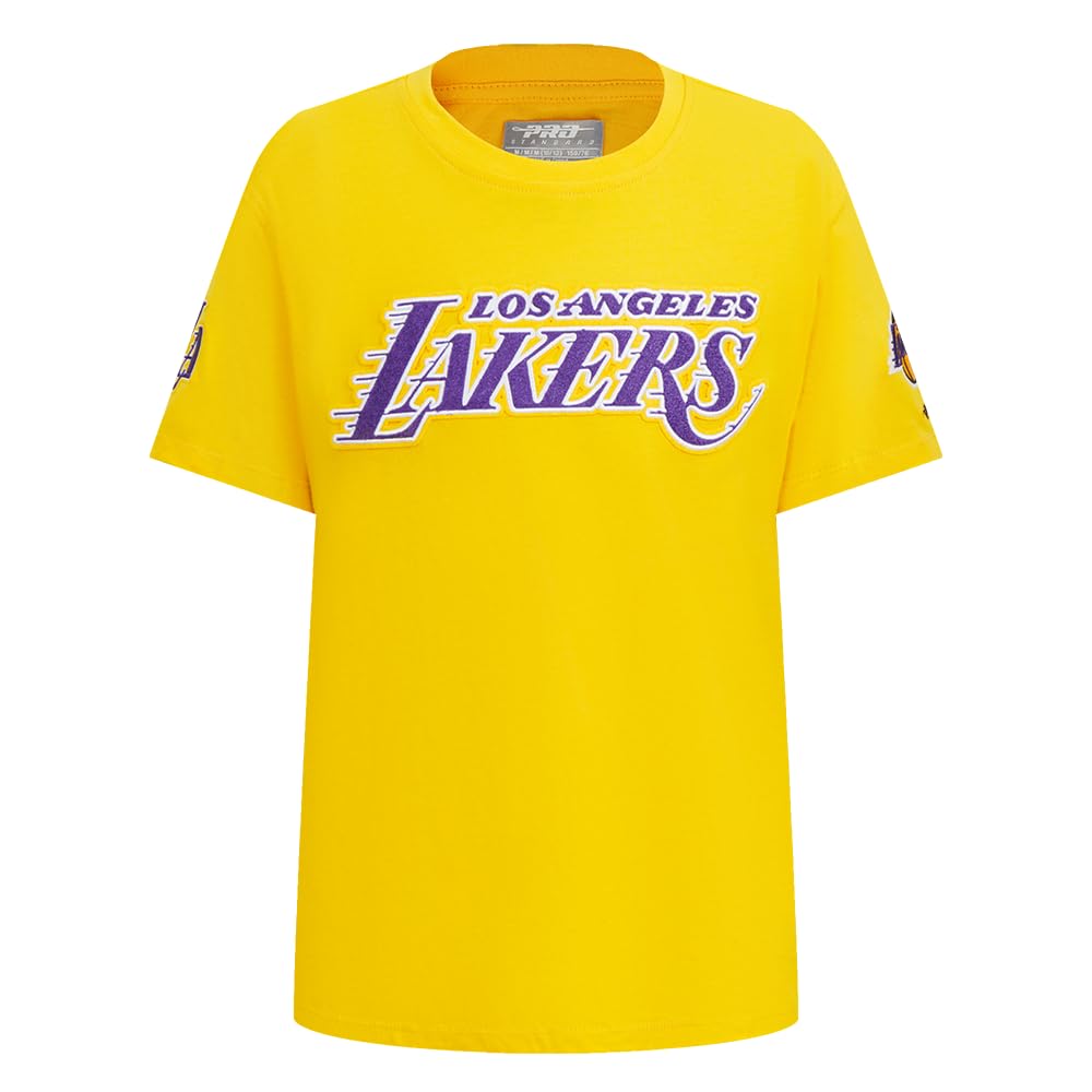 Pro Standard Big Boys NBA Classic Chenille Cotton Short Sleeve Tee, Yellow, L