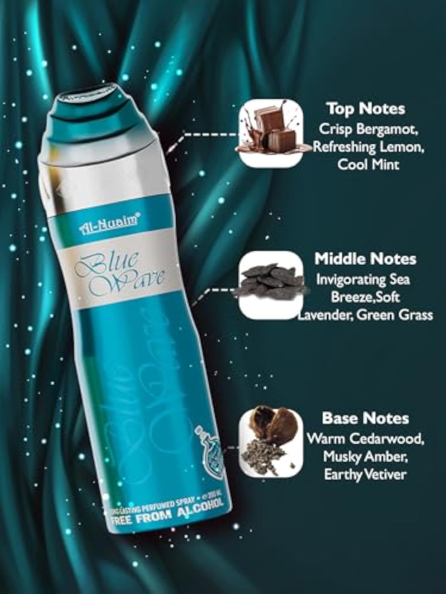 Blue Wave Alcohol Free Deodorant Pack of 4, Long Lasting Fragrance
