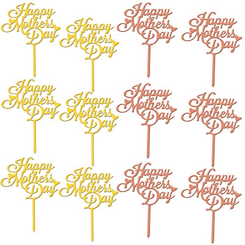 Rcanedny 12 Pieces Mother's Day Cake Topper Happy Mother's Day Cake Toppers Acrylic Cake Decoration For Mother's Day Party #TOP4