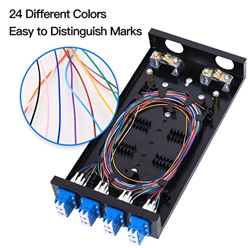 Image of 12 Duplex 24 Port LC-OS1 Box+ SingleMode Cables Wall Mount Fiber Enclosure with Spool LC-UPC Kit (Include a 1 Meter 24 Strand LC-SM Pigtail and 12 Port Duplex LGX Loaded Panel