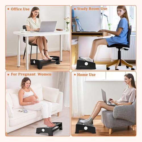 Image of Lucario Foot Rest,Adjustable Angle & 3 Different Height Positions Foot Rest Under Desk At Work, Foot Stool Under Office Desk. Footrest Foot Massage Roller, Chair Footrest Leg Rest(Lk-001)
