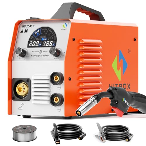HITBOX 4 in 1 MIG Welder 200A 240V, IGBT Inverter Gas/Gasless MIG/MAG, Flux Core, MMA Stick, Lift TIG Multi-Process Synergic Welding Machine (MT2000II)