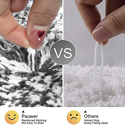 Pauwer Weiche Badezimmerteppich Set 3 Teilig, Mikrofaser Absorbent Badematten und Toilettenmatte Flauschiger Badvorleger rutschfest Waschbar WC Vorleger mit Ausschnitt, Dunkelgrau – Bild 7