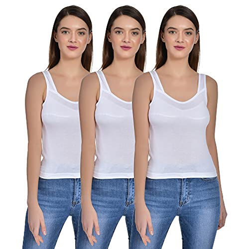 Image of Aimly Women's Regular Fit Sleeveless Cotton Camisole Slip Spaghetti | Combo Pack of 3