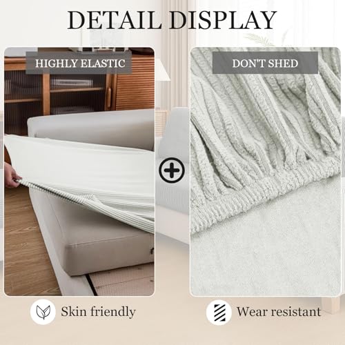 Sectional Couch Covers for 4 Pieces,Separate L Shape Couch Cover,Washable Stretch Sofa Slipcovers,Couch Cushion Covers Furniture Protectors for Pets (3 Seater + 1 Chaise) (Light Grey) by Mdtrade - Image 5