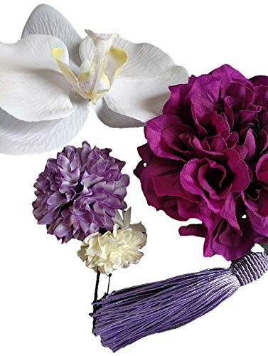 花 フラワー 髪飾り 5点セット 和装 結婚式 ウェディング 成人式 卒業式 着物 袴に 【J's select】 (紫)