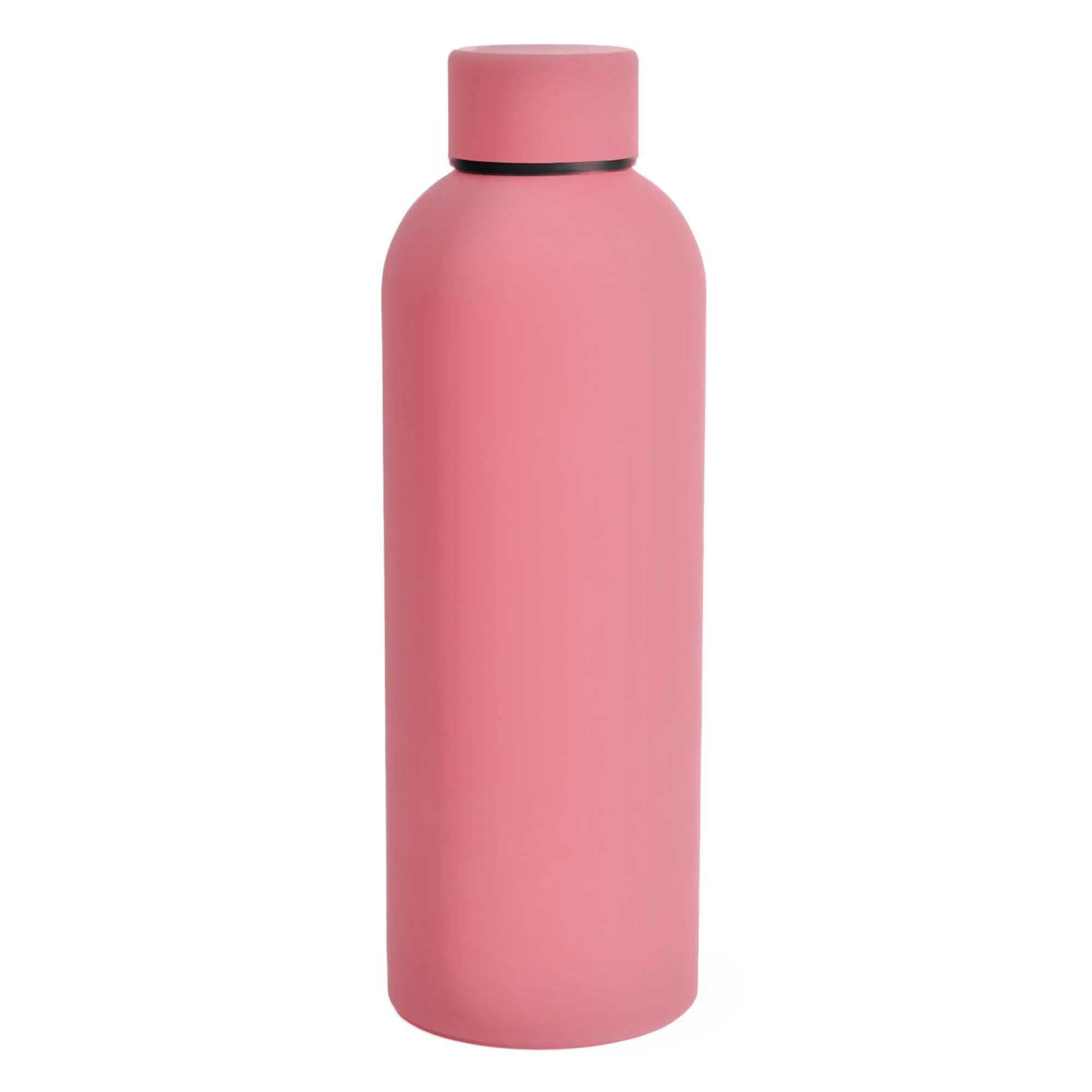 500ml Matte Finish Stainless Steel Water Bottle | Vacuum Insulated Travel Bottle | 12 hrs Hot & 18 hrs Cold | Smooth Rubber Finish Water Bottle (Baby Pink)