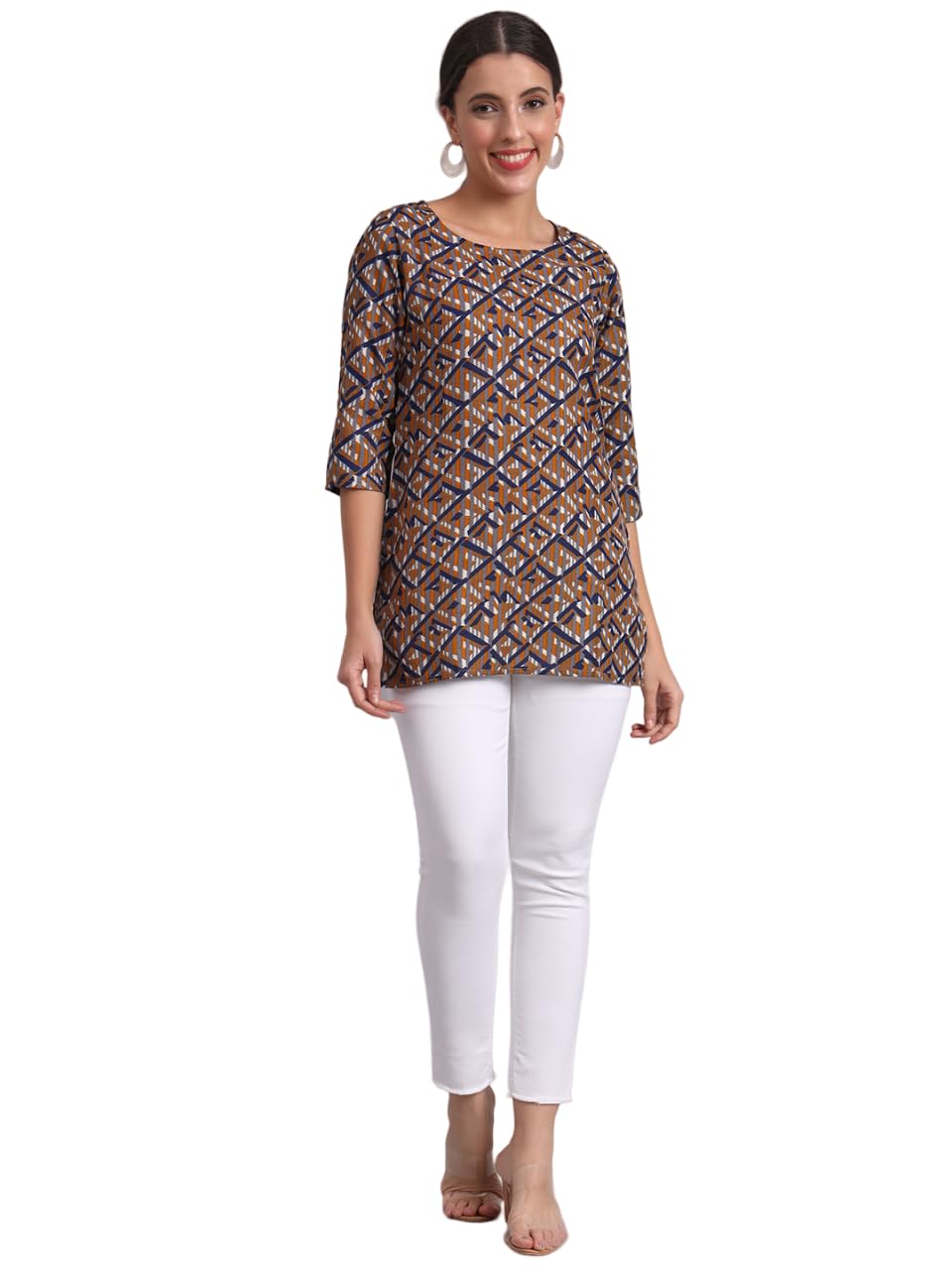Patlani Women's Cotton Printed Short Fullstitched Kurti/Kurtas. Grey