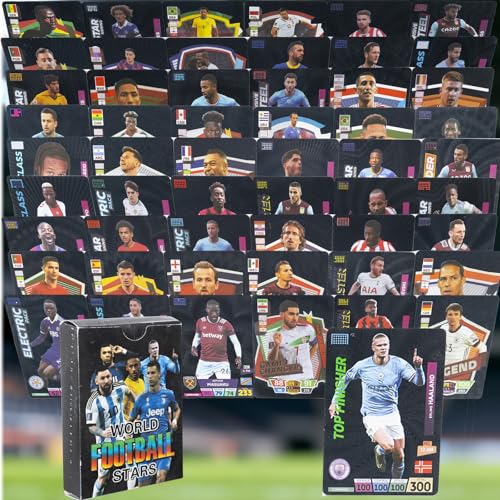 2025 Soccer Trading Cards | 55 Unique Collectible Cards per Box | Premium Paper, for Soccer Fans of All Ages, Ideal for Collecting & Trading (Non-Original) (Black)