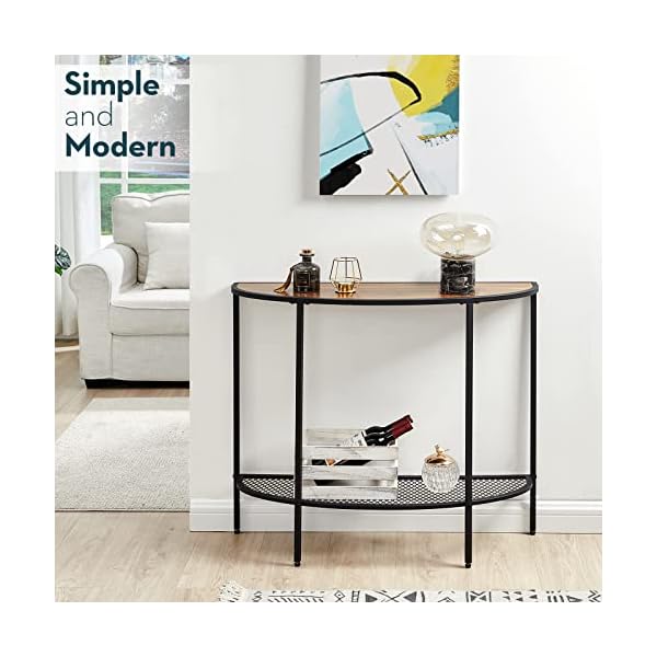 SAYGOER Console Table 2 Tier Narrow Entryway Table with Storage Half Moon Sofa Couch Table Mid Century Modern Small Entry Way Tables for Living Room Hallway Office Easy Assembly, Walnut Black - Image 7