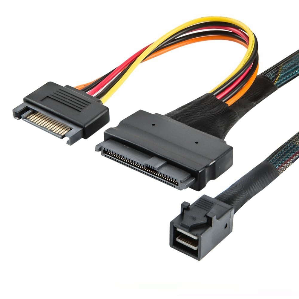Wbudowany Kabel 12G Mini SAS HD do U.2 36P SFF-8643 do SAS U.2 SFF-8639 z 15-Pinowym Zasilaczem, Odpowiedni do Dysków SSD U.2