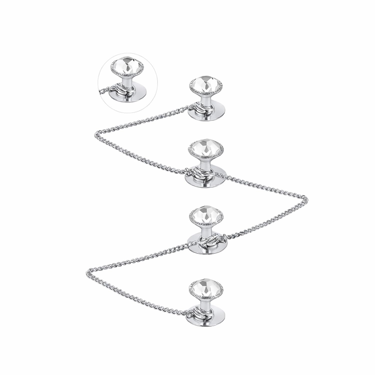 thanu's craft Stone Silver Plated Kurta Buttons Cufflinks Studs With Chain For Men and Women-picture-27