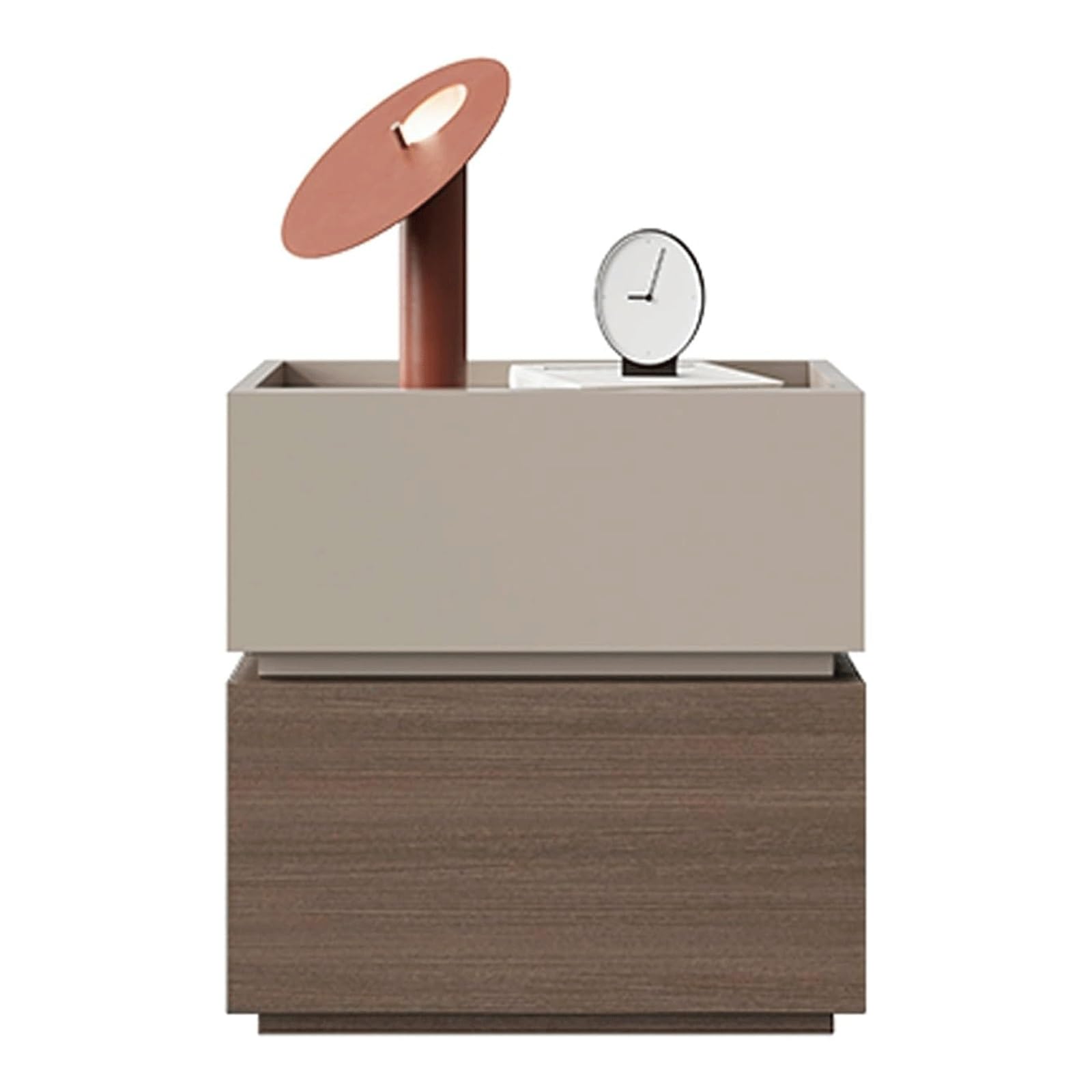 SXZenSpace Small Nightstand Modern Wood Bedside Cabinet Spacious Countertop Table with 2-Drawer Side for Spaces End Table(40x40x45 cm)