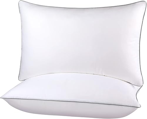 JIALE Juego de 2 almohadas de tamaño Queen almohadas de enfriamiento suaves para dormir de lado y estómago almohada de felpa suave de lujo para uso