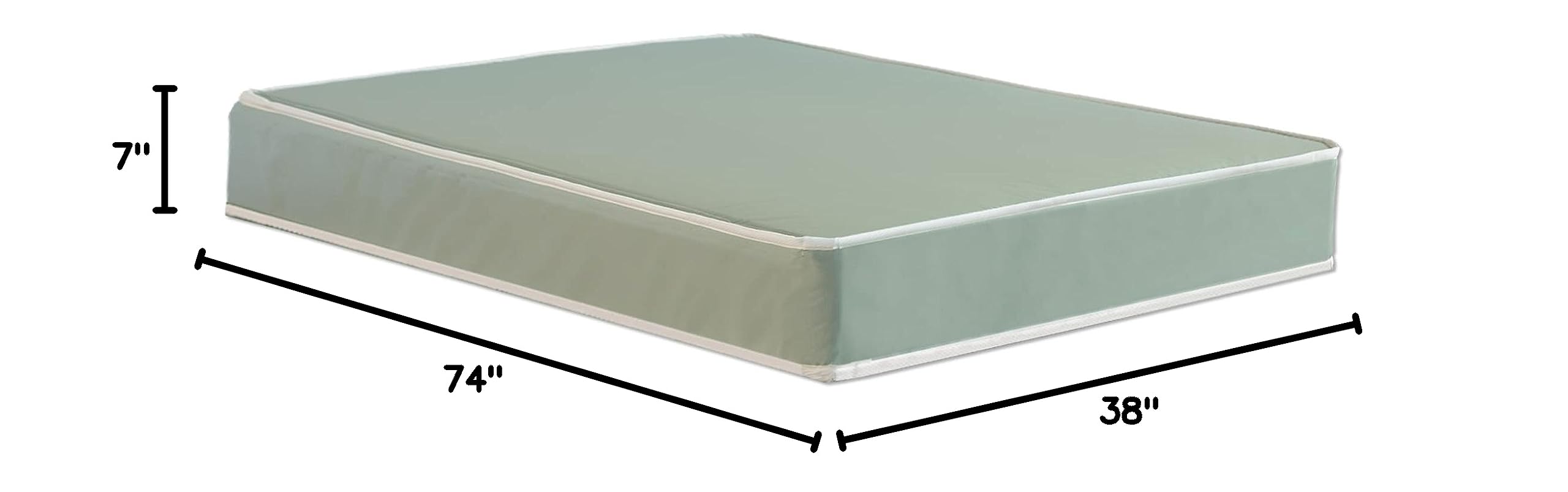 Wayton, 7-inch Water Proof Vinyl Medium Firm Tight Top High Density Foam Rolled Mattress, Pressure Relieving & Cooling - Bed in Box, Twin, Green