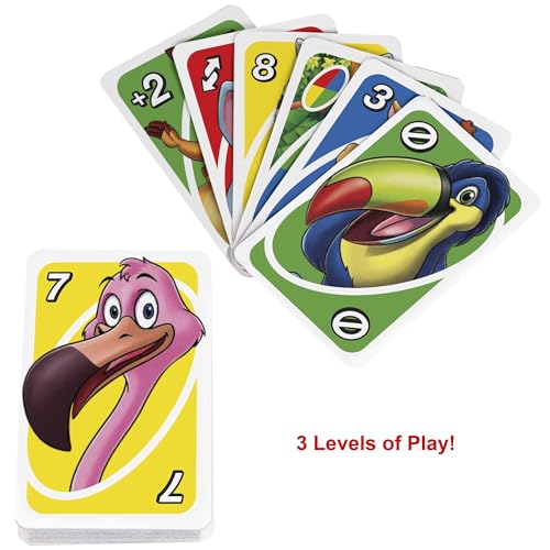 Mattel Games UNO junior Card Game for Kids Ages 3+, 2-4 Players | Preschool Learning Card Game with 3 Levels of Play for Younger Children & Family Game Night, GKF04 - Image 3