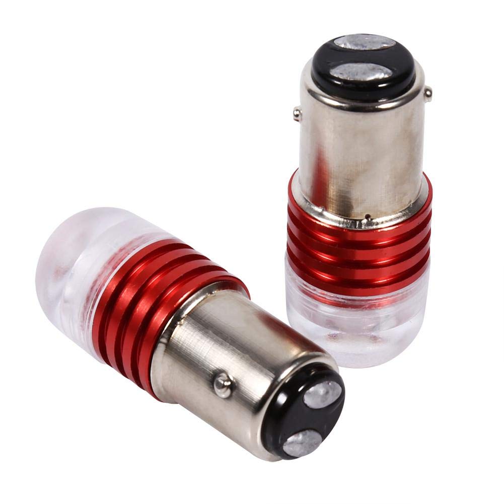 Keenso 2 piezas de luces de freno de coche universales para luces de freno, luces de freno, luz intermitente, 1157 2357 luz estroboscópica intermitente LED proyector bombillas de color rojo brillante