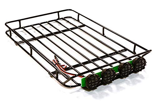 Integy RC Realistic 1/10 Scale Luggage Tray 240x145x32mm with Roof Top LED Light Bar