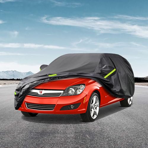 Image of Kaugung 7 Layers Car Cover Custom Fit Saturn Astra (2007-2010), Waterproof All Weather Resistant Outdoor Indoor Sun Rain Dust Snow Protection.(USA Warehouse,Within 3-7 Days) Black