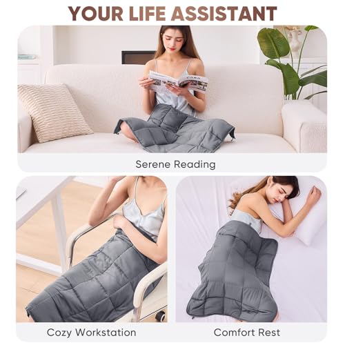 Image of Weighted Lap Blanket for Adults 5lbs, 29 inchx33 inch Cooling Heavy Throw Blanket, Portable Travel Weighted Blankets, Soft Small Blankets Gift for Sleeping, Grey