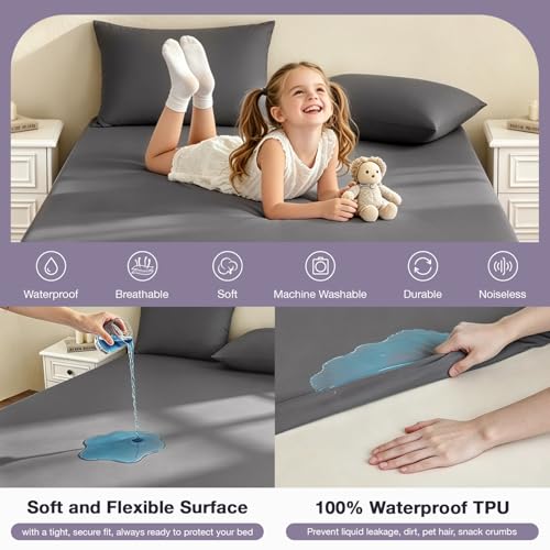 Image of Ruili Full Mattress Protector Waterproof Washable Breathable 2 Pack | Mattress Pad Up to 18 Inch Dirt-Proof TPU Backing Hotel Home Hospital Fitted Bed Cover Soft Noiseless