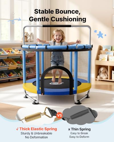 Image of VEVOR 3 /4.6 /5 FT Trampoline Indoor /Outdoor Trampoline for Toddlers, Foldable Mini Baby Jump Toy with Foam Handle, Recreational Trampolines Birthday Gift for 3+ Years Kids