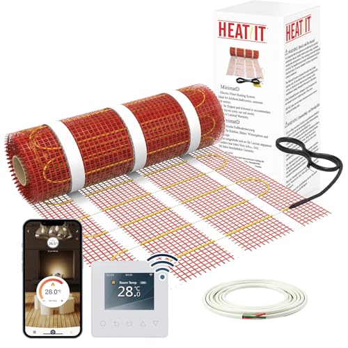 HEATIT Tappetino riscaldante a pavimento elettrico Radiante autoadesivo Sistema di riscaldamento a pavimento 200w/㎡ Warmmat con kit termostato ET-81