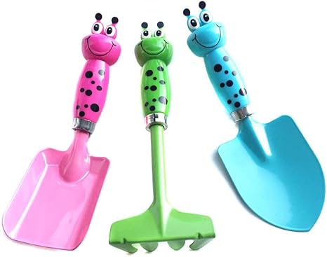 Amazon Siawadeky 子供用 ガーデンツール 3本セット 3つタイプ キッズ ガーデニングセット 園芸おもちゃ スコップ 熊手 シャベル 庭造り 手工具 移植 スコップ 手植え 除草 園芸用品 砂遊び用 鉄製 カラーペイント 園芸工具セット ハンドスコップ ハンドシャベル